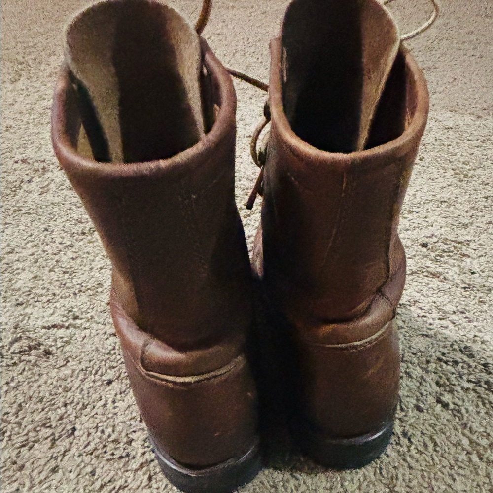 Women's Brown Lace-Up Ankle Booties - Picture 3 of 6